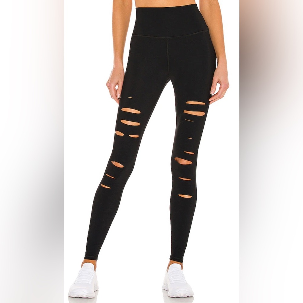 High Waist Ripped Warrior Legging in Black ALO